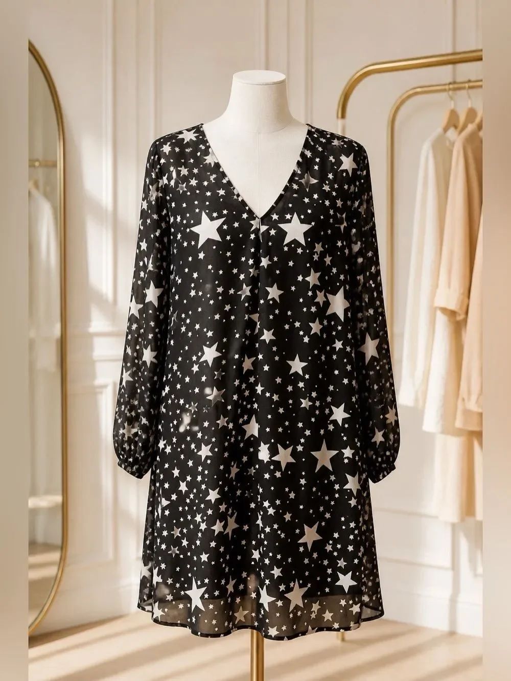 Decree Black and White Starry Dress XL